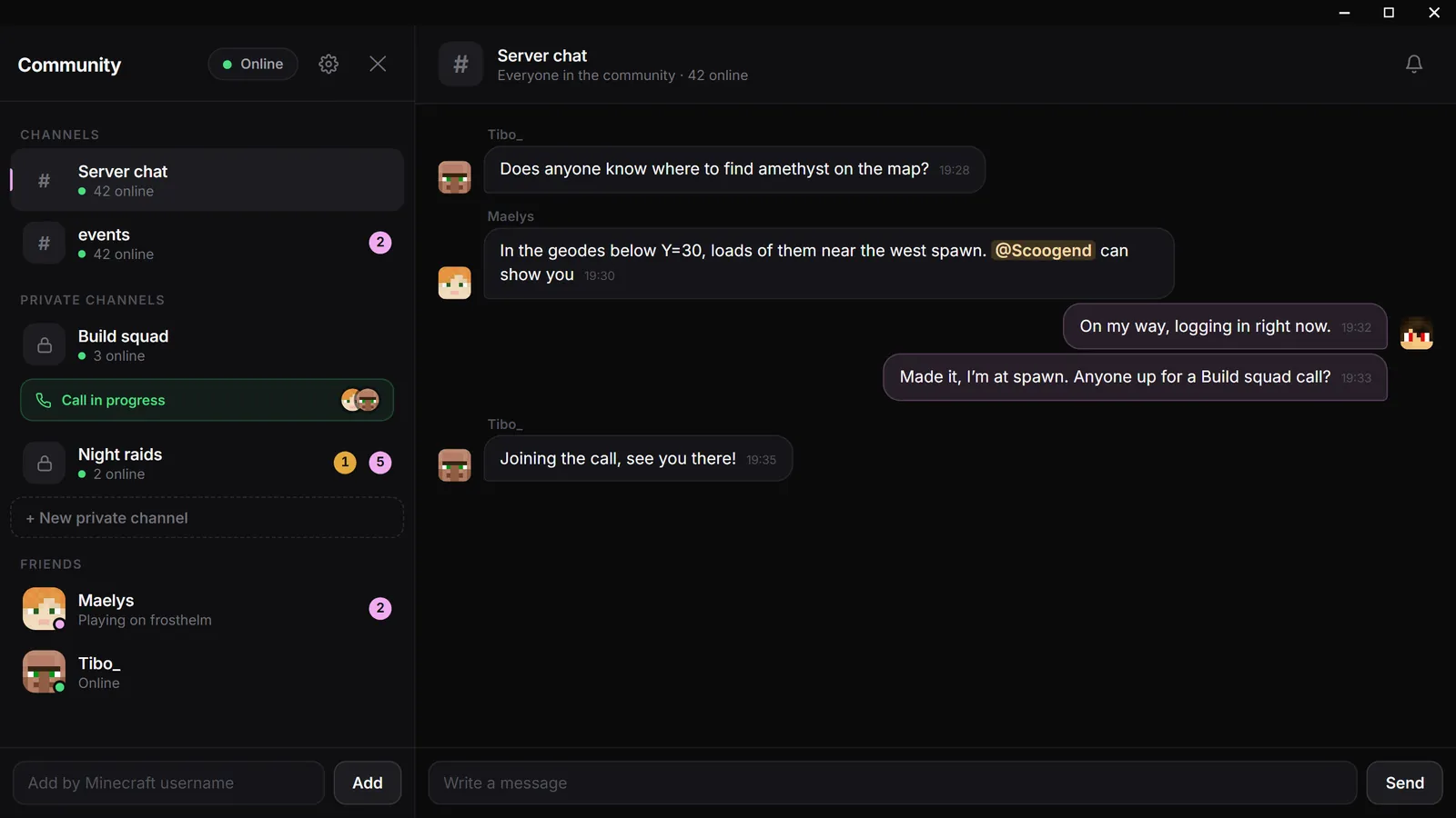 The community panel in Nebula