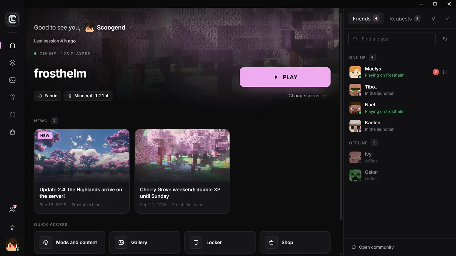 The friends panel next to the home screen
