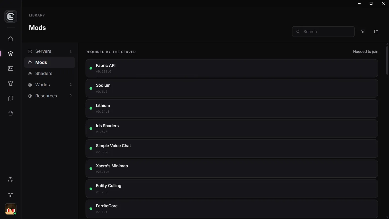 The mods library in Nebula