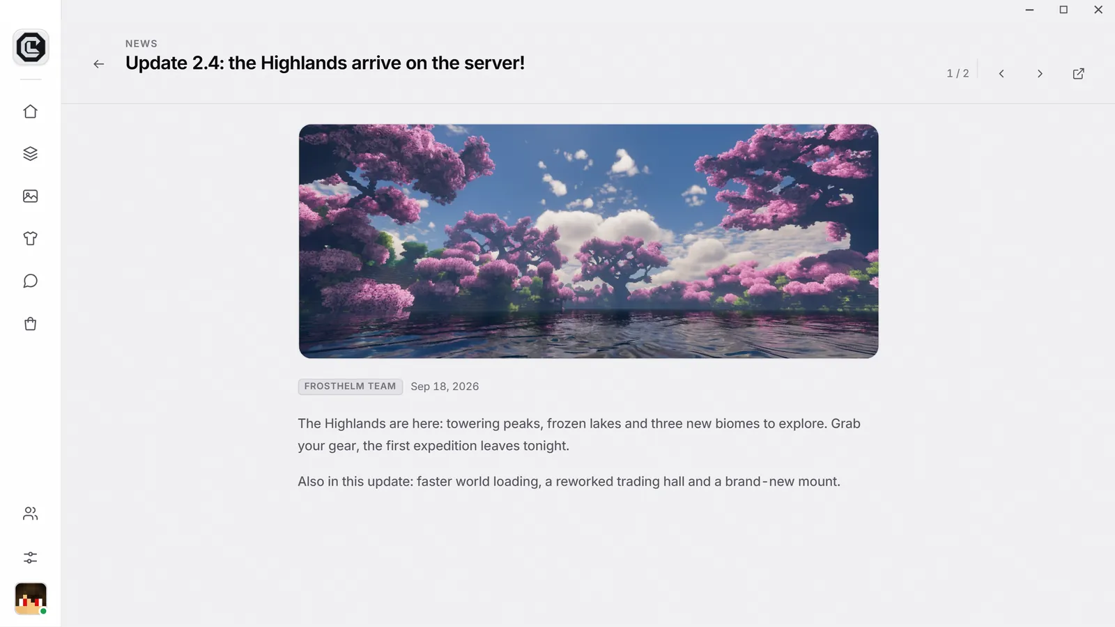 A news post opened in Nebula